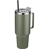HASLE OUTFITTERS 40 oz Stainless Steel Tumbler with Handle, Vacuum Insulated Tumblers Bulk, Reusable Double Wall Travel Coffee Mug, Durable Powder Coated Water Bottle(Army Green, 1)