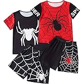 Jolyshlid Boys Shorts Set 4 Pieces Athletic Outfits Short Sleeve Tee Shirt and Summer Shorts Set 3-12Y