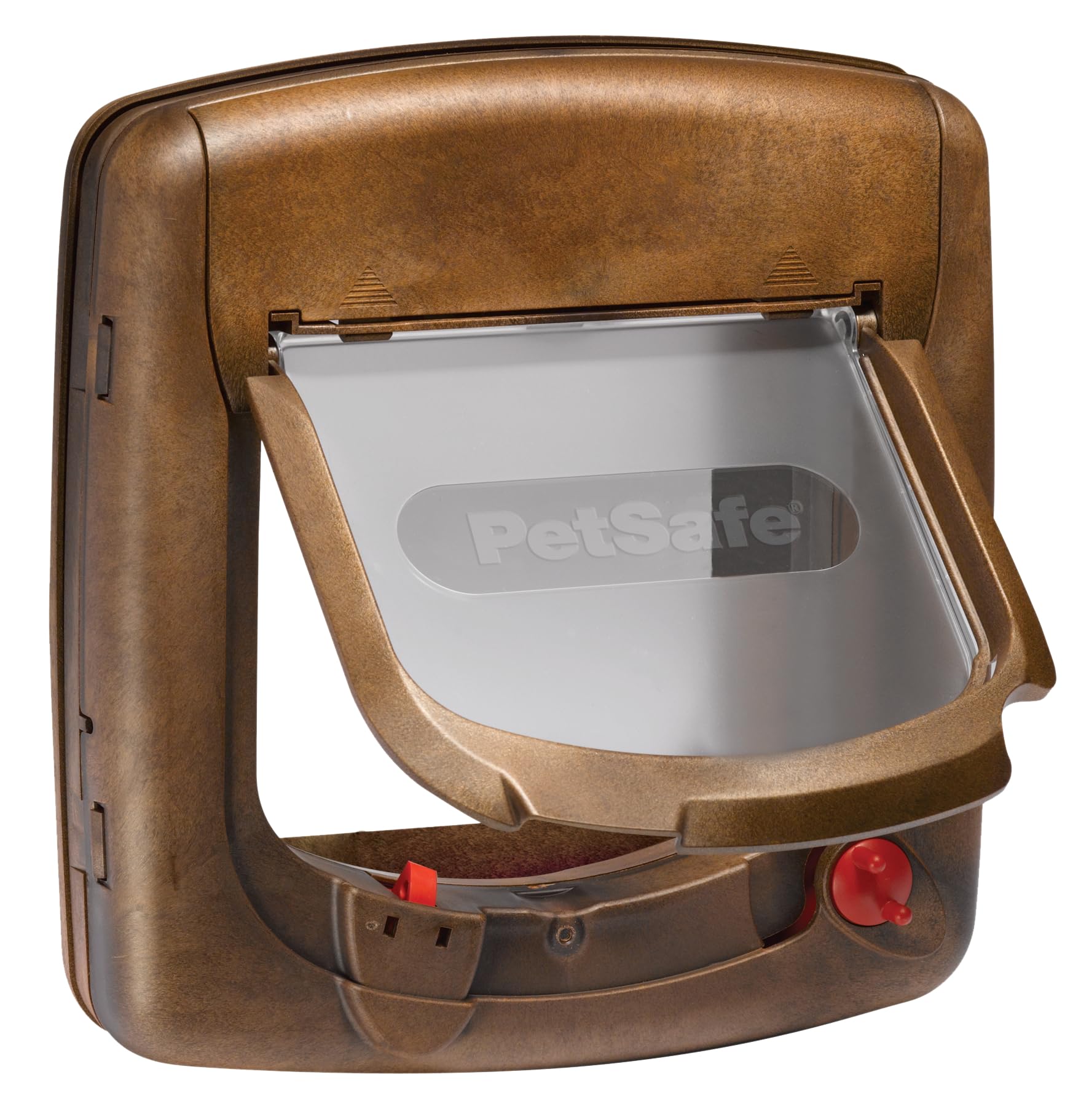 PetSafe Magnetic 4 Way Locking Deluxe Cat Flap - Selective Entry for Secure Access - Wood Grain