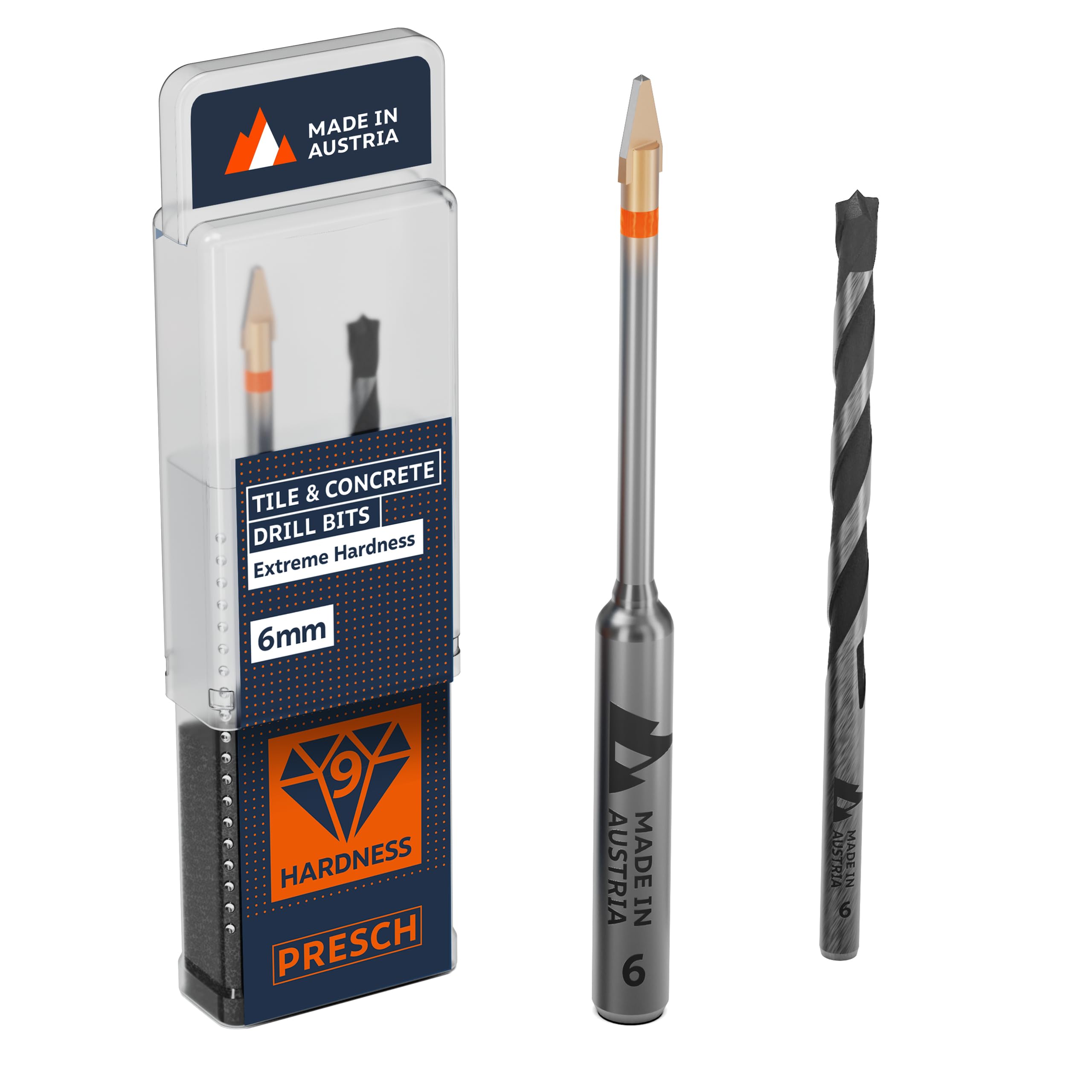 Presch Tile Drill and Concrete Drill Set, Diameter 6 mm, Porcelain Stoneware Drill Bit for Ceramic, Hard Tiles, Porcelain and Glass, Professional Porcelain Drill, Ceramic Drill with Matching Concrete — image 1