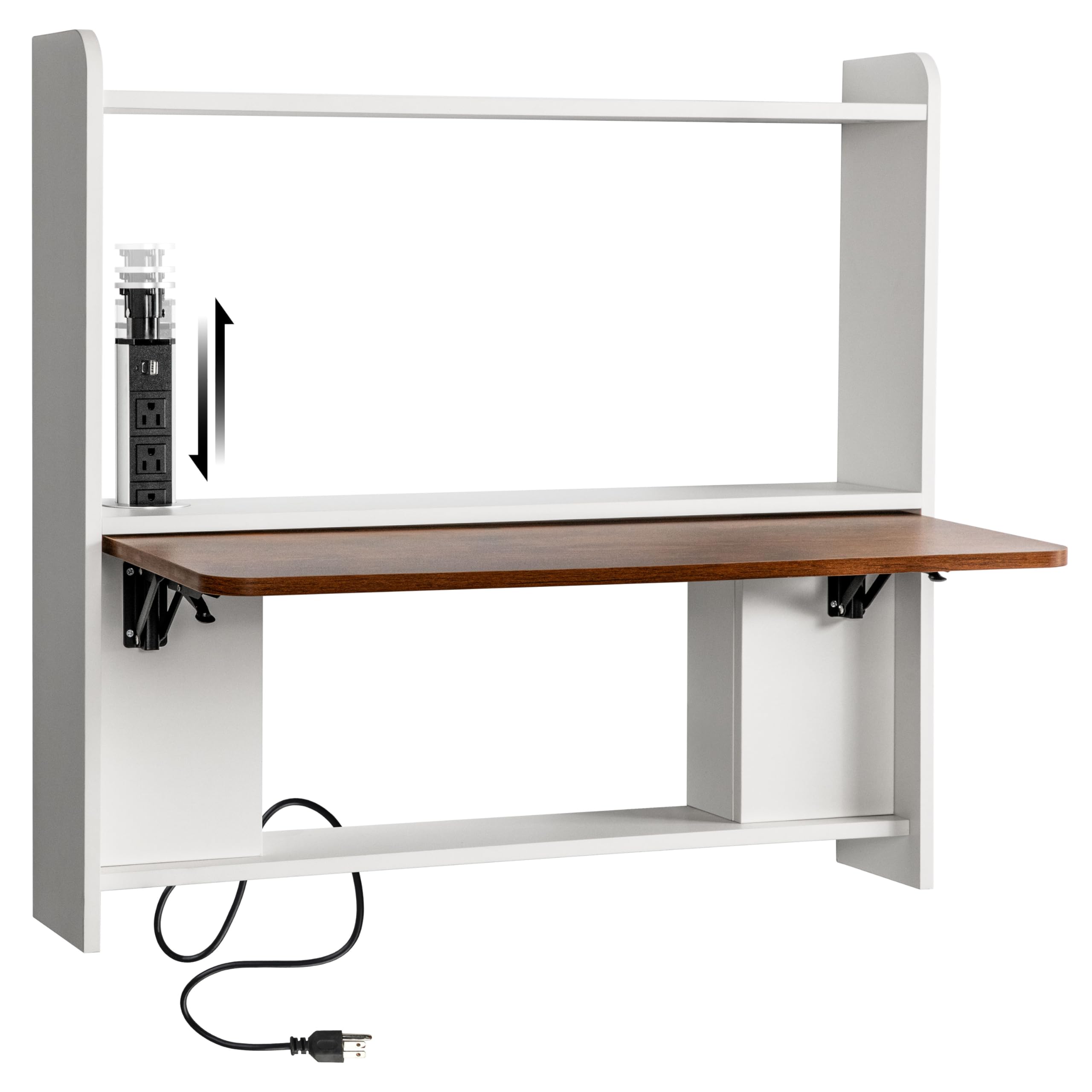 Photo 1 of ***missing parts****42STORE Modern Floating Desk with Electric Socket & USB Type A/C Ports – Multi-Purpose Space-Saving Wall Mounted Desk and Shelves - Sleek Foldable Wall Table Design for Home Office, Study, or Bedroom