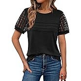 AUTOMET Women's Short Sleeve Shirts Dressy Lace Summer Tops 2026 Spring Trendy Casual T-Shirts Cute Work Outfits Blouses