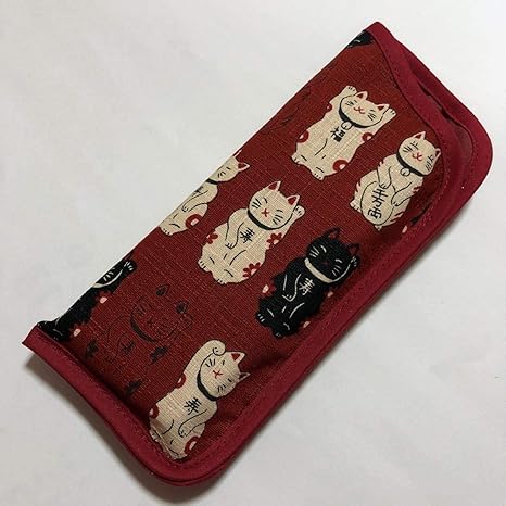 Amazon Co Jp めがねケース 眼鏡ケース 眼鏡入れ かわいい 猫 ねこ 日本製 満福屋 差込メガネケース 赤系 ホビー