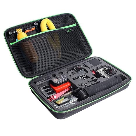 HSU Schutztasche Tragetasche (Große) - Neuer Tasche Case für GoPro Hero 2018/7/6/5/4/3+ und Zubehör, mit Tragegriff und Karab