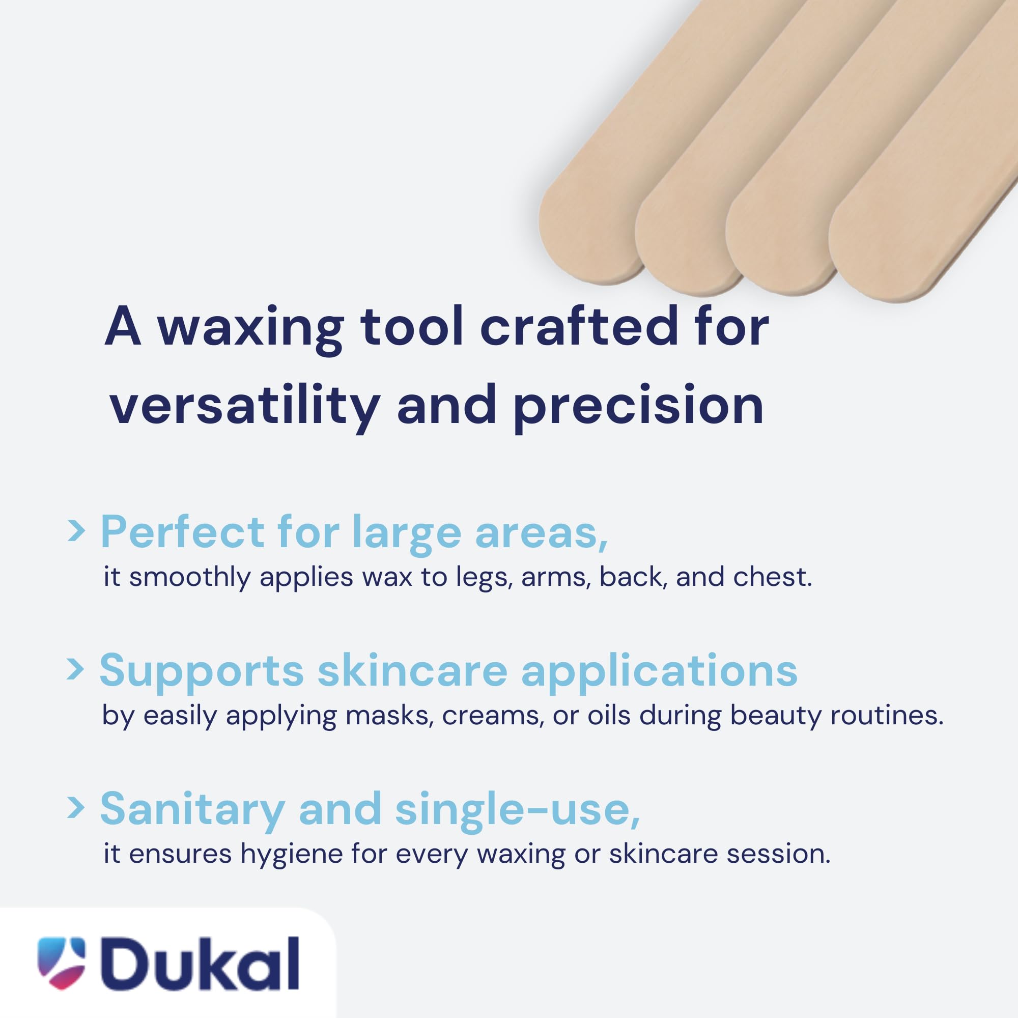 Dukal Large Wooden Wax Sticks - Body Hair Removal Applicator for Waxing, ¾” x 6” (Pack of 100)