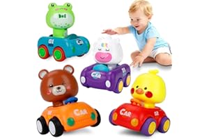 Press and Go Cars for Toddlers 1-3丨Baby Animal Racing Vehicles Push Go Friction Powered Cars, Infant Toys 6-12-18 Months & Fi