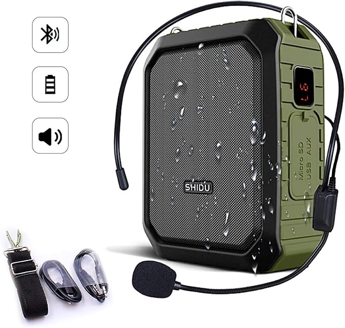 SHIDU Bluetooth Voice Amplifier, Personal Voice Amplifier 18W with Wired Microphone Headset