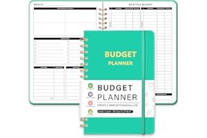 VCOOHM Undated Monthly Budget Planner - 12 Month Budget Book With Expense & Bill Tracker, Money Budgeting Notebook To Effectively Manage Your Finances - Turquoise