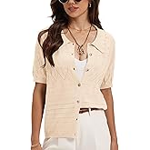 Micoson Short Sleeve Button Down Shirt for Women Lapel Lightweight Collared Blouses 2026 Summer Casual Cotton Tops