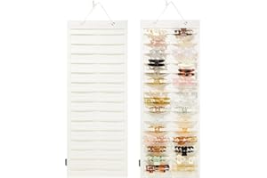 HUHYNN Hanging Hair Claw Clips Organizer, Claw Clips Organizers and Storage for Women Girls, Hair Claw Clips Holder for Wall, Door, Closet(NO ACCESSORIES INCLUDED) (30 Stripes-Beige)