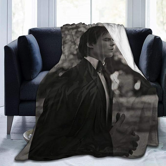 Damon Salvatore Fleece Blanket Lightweight Super Soft Cozy Luxury Bed