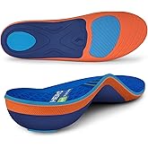 WalkHero Running Insoles - Plantar Fasciitis Insoles and Orthotic Arch Support Shoe Insoles for Men & Women with Shock Absorption and Heel Cushioning Cup - Ocean Blue (Mens 10-10.5 | Womens 12-12.5)