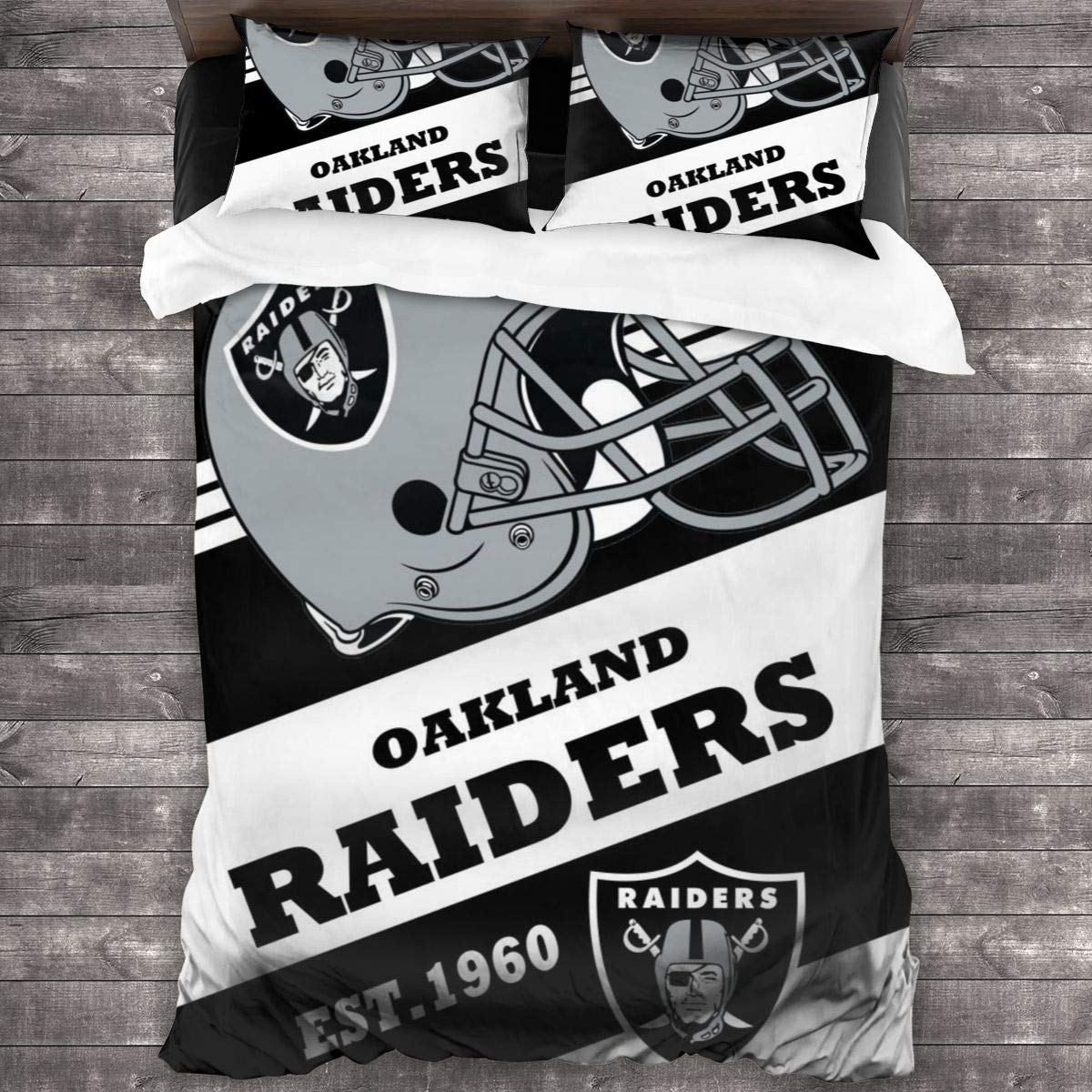 MamaTina Fashion Oakland Raiders 3 Piece Bedding Sets, with 1 Quilt Cover+2 Pillow Shams, Twin Size - 86"x70"