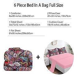 Boho Comforter Set Full Size,6 Piece Bed in a Bag