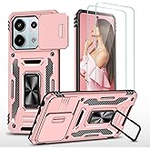 Jeylly for Xiaomi Redmi Note 13 Pro 5G Case with Kickstand & Slide Camera Cover, Heavy Duty Shockproof Dual Layer Phone Case for Xiaomi Redmi Note 13 Pro 5G/Poco X6 5G, Rose Gold