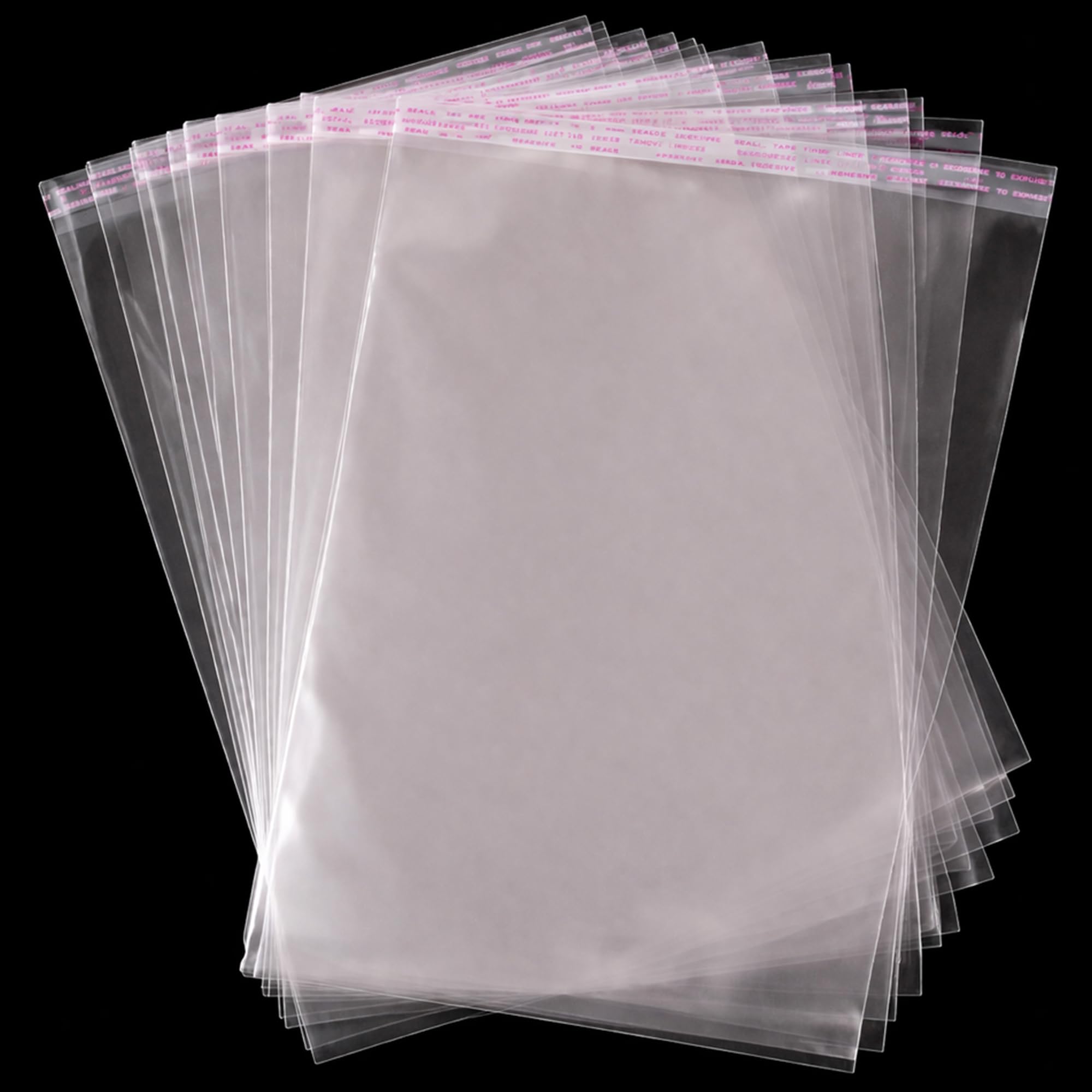 Fineway 100 Pack Self Seal Clear Cellophane Bags - A4 Self Adhesive Cookies Bags, Small Cellophane Bags for Cookies, Sweets, Gifts, Jewelry - Transparent Small Plastic Bags (22 x 31 cm)