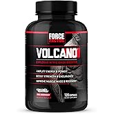 Force Factor Volcano Pre Workout Nitric Oxide Booster Supplement for Men with Creatine and L-Citrulline to Boost and Energy, Help Build Muscle, Better Pump and Workout, 120 Capsules