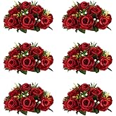 Inweder Flower Centerpieces for Wedding Tables: Wedding Table Decorations Crimson Flower Balls Centerpieces for Engagement Cerebration Party Center Pieces 6 Packs