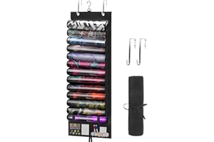 XYKZRA Playmat Tube Storage Bag, Hangable Playmat Holder with 2 Hooks & Mesh Pockets, Playmat Case for MTG/TCG/RPG, Fits 12+1 Game Mats with Transparent PVC Slots (12 Tubes)