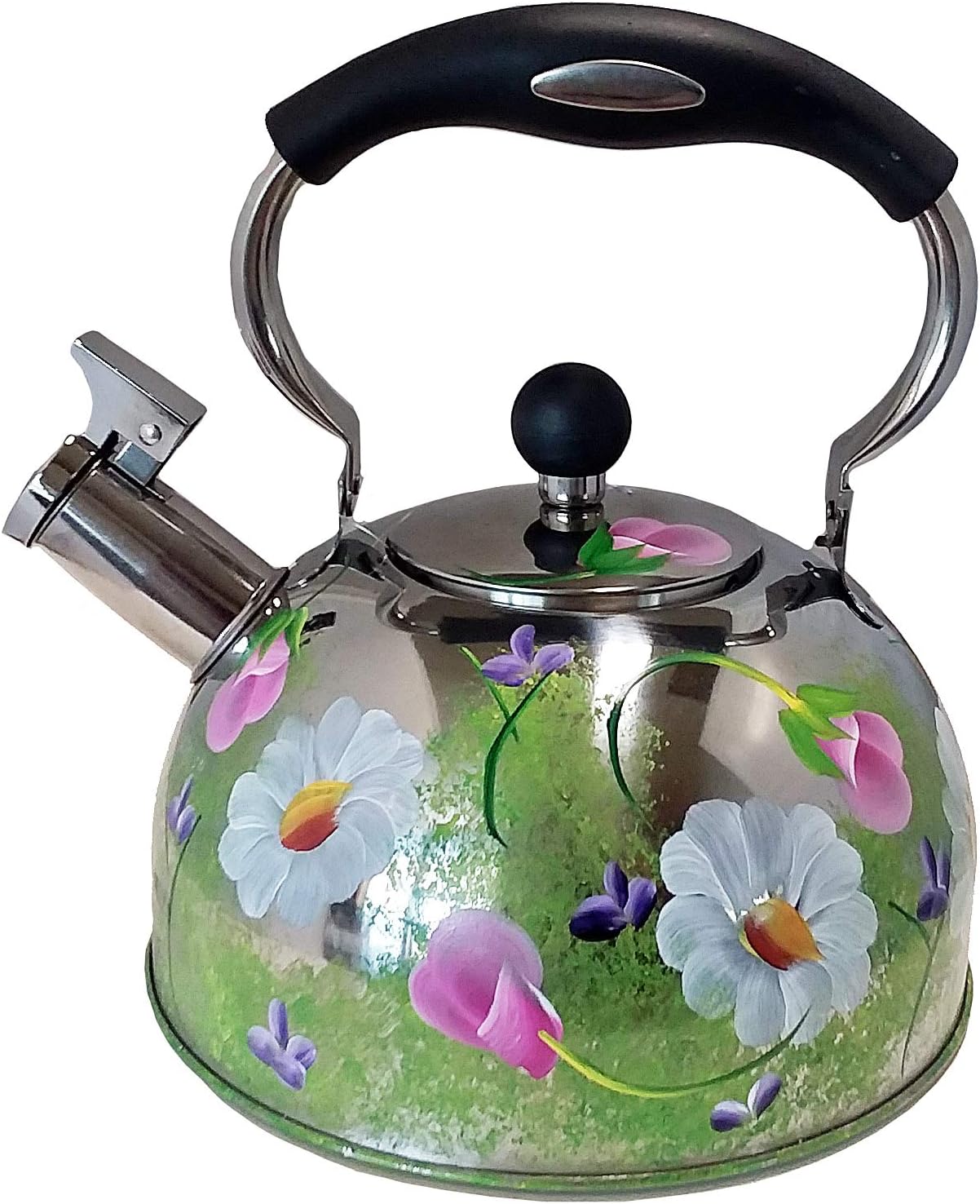 Garden Design Hand Painted Whistling Tea Kettle