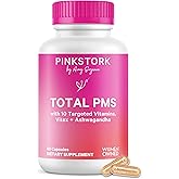 Pink Stork PMS Supplement for Women - Vitex, Ashwagandha, Maca Root & 10 Vitamins & Minerals to Support Hormone Balance, Mood, Bloating, Period Regularity - 60 Capsules