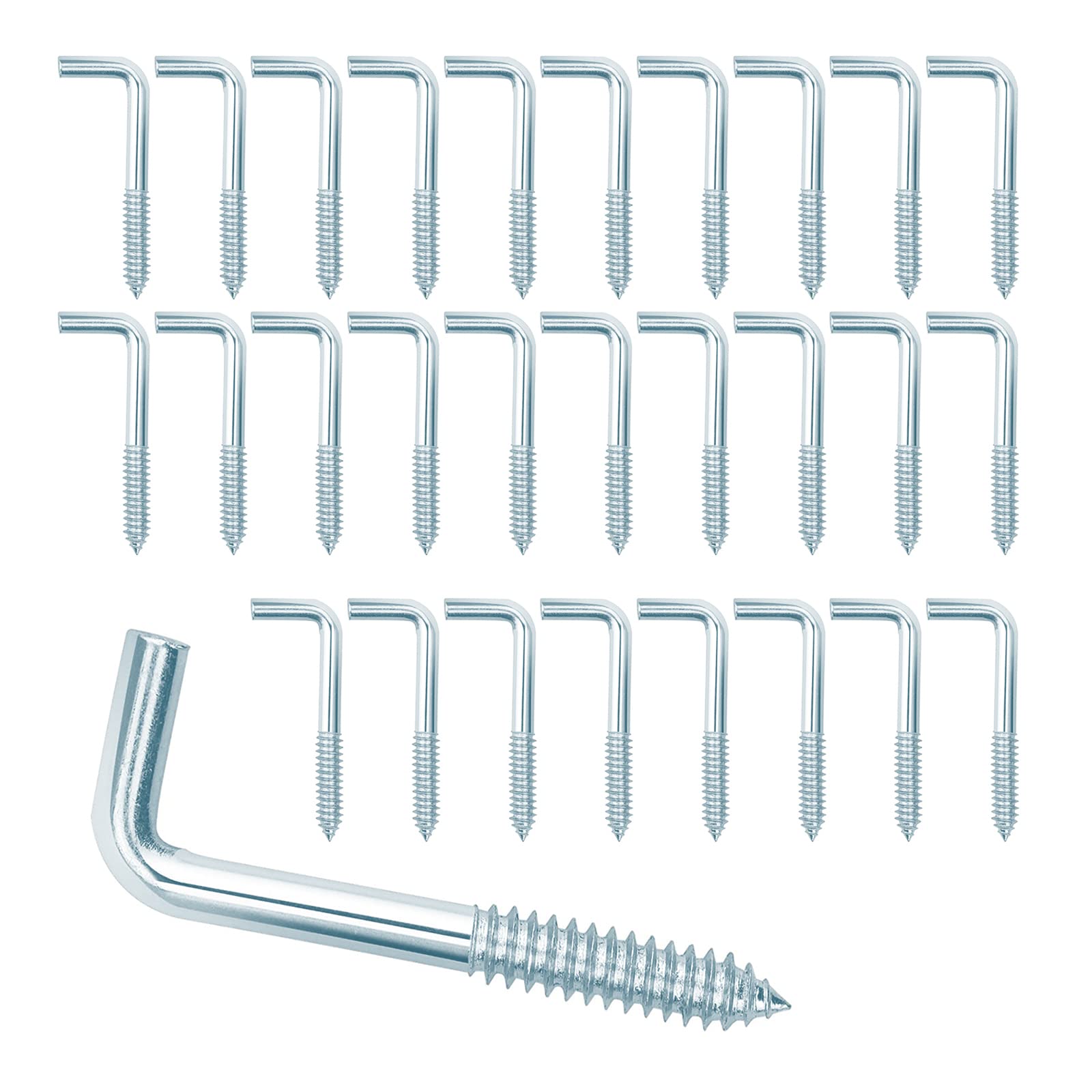 Deolven L Shaped Hooks, 100 Pcs Heavy Duty Metal Screw Hooks for Hanging Cup Mug Picture Dresser, Screw-in 18 x 40 mm