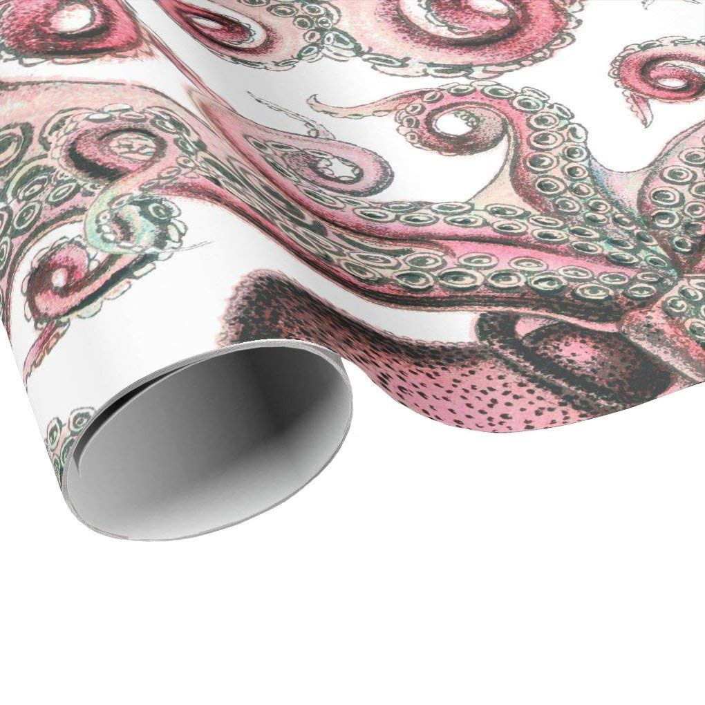 Pink Octopus Gift Wrap Sheets Ocean Creature Wrapping
