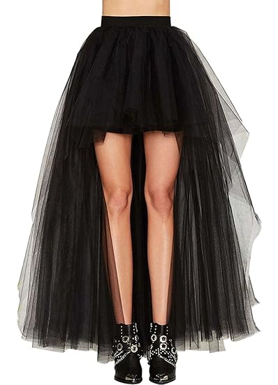 COSWE Damen Röcke Steampunk Gothic Vintage Mehrfarbig Lagig Chiffon Spitze Party Cocktail Rock