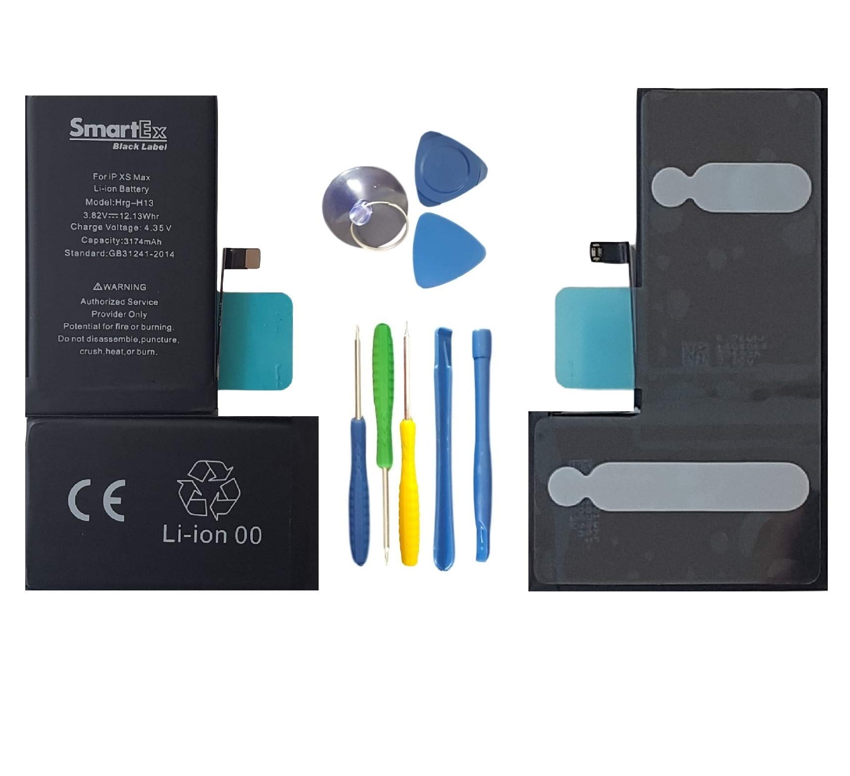 Smartex® Black Label Battery compatible with iPhone XS MAX + Toolkitwith Tools - 3174 mAh | 2 Years Guarantee