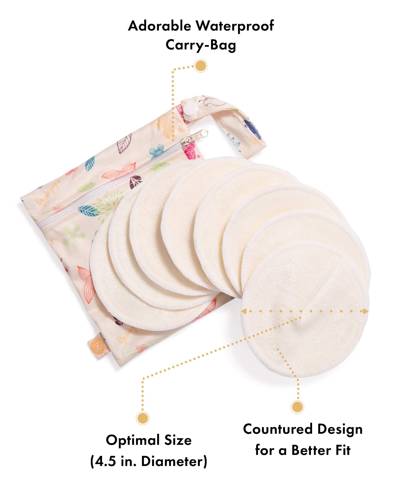 Kindred Bravely Organic Reusable Nursing Pads 8 Pack Washable Breast Pads for Breastfeeding