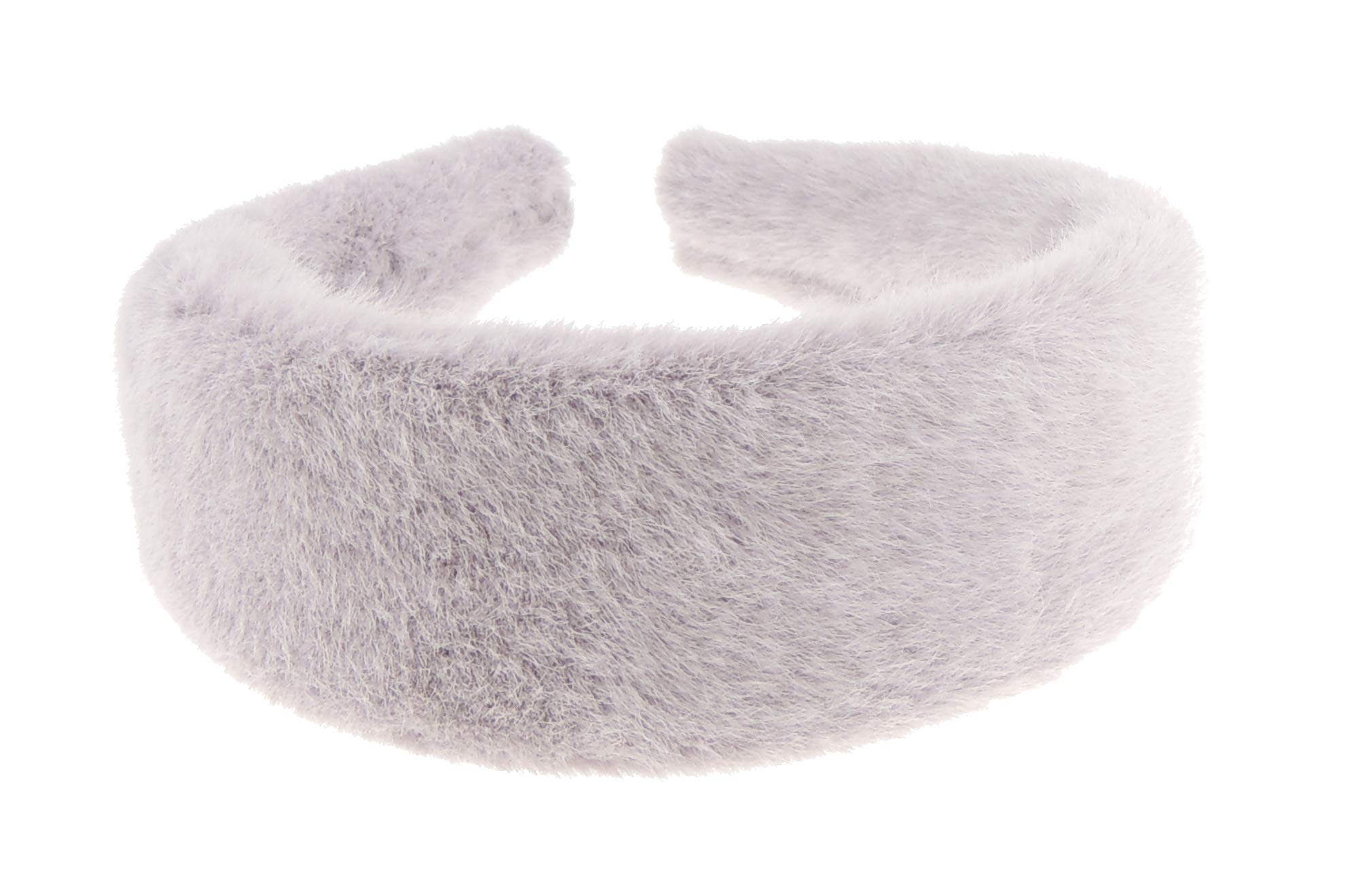 Womens Girls Thick Wide Soft Plush Faux Fur Fabric Boho Vintage Look Winter Christmas Birthday Wedding Bridesmaid Party Headpiece Accessories Hairband Head Hair Headband Alice Band (Lilac)