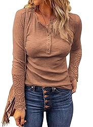 VICHYIE Womens Henley Plus Size Long Sleeves Tunic