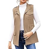 Beyove Womens Lightweight Sleeveless Military Anorak Cargo Vest No Hood