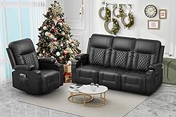 FURNIMAT Recliner Sofa Set with 3+1 Pieces in