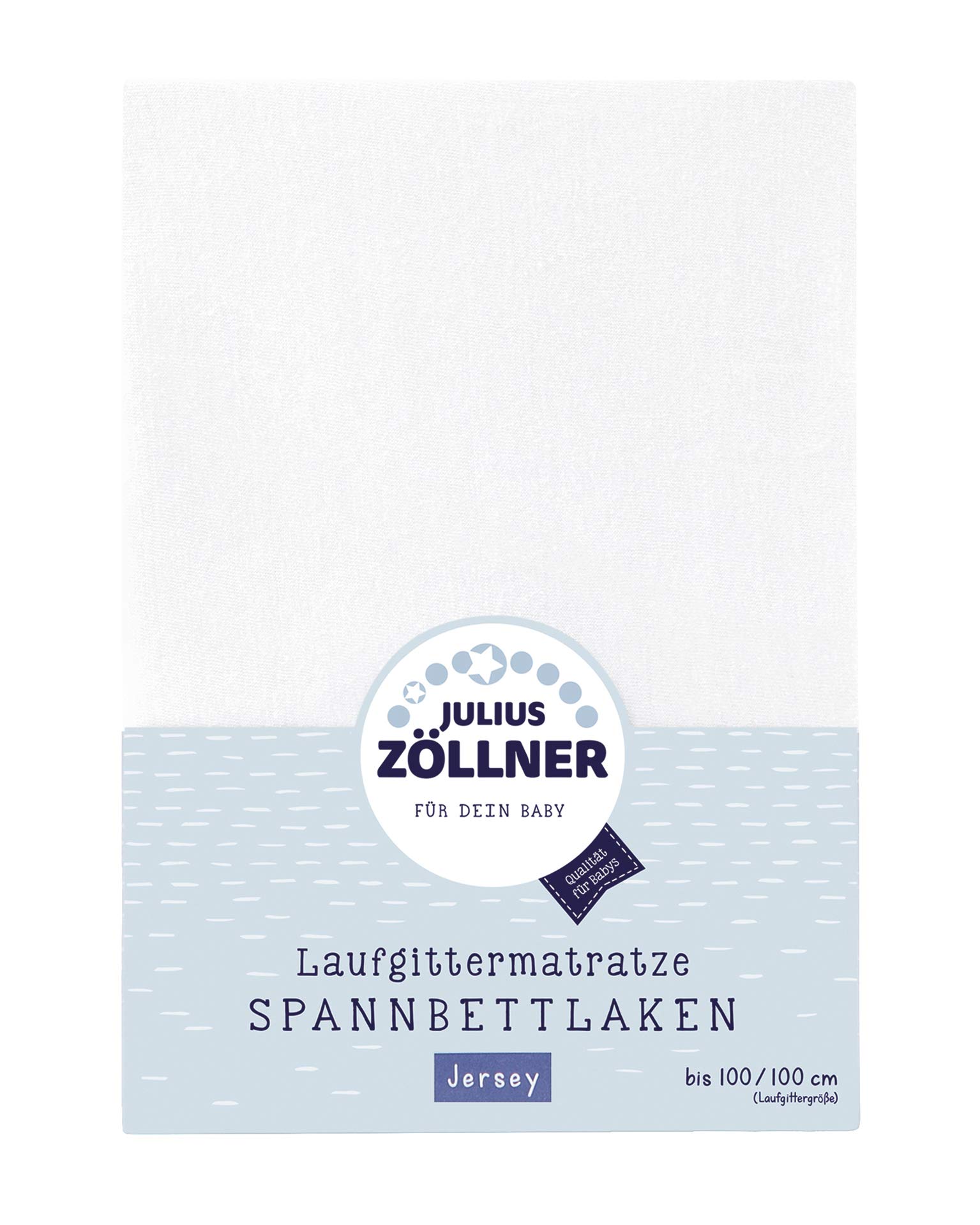 Julius Zöllner 8390347100 Jersey Fitted Sheet for Playpen Mattresses 68 x 90 to 100 x 100 cm White
