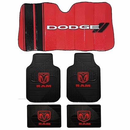 Amazon Com 5pc Dodge Ram Factory Black Red Rubber Floor