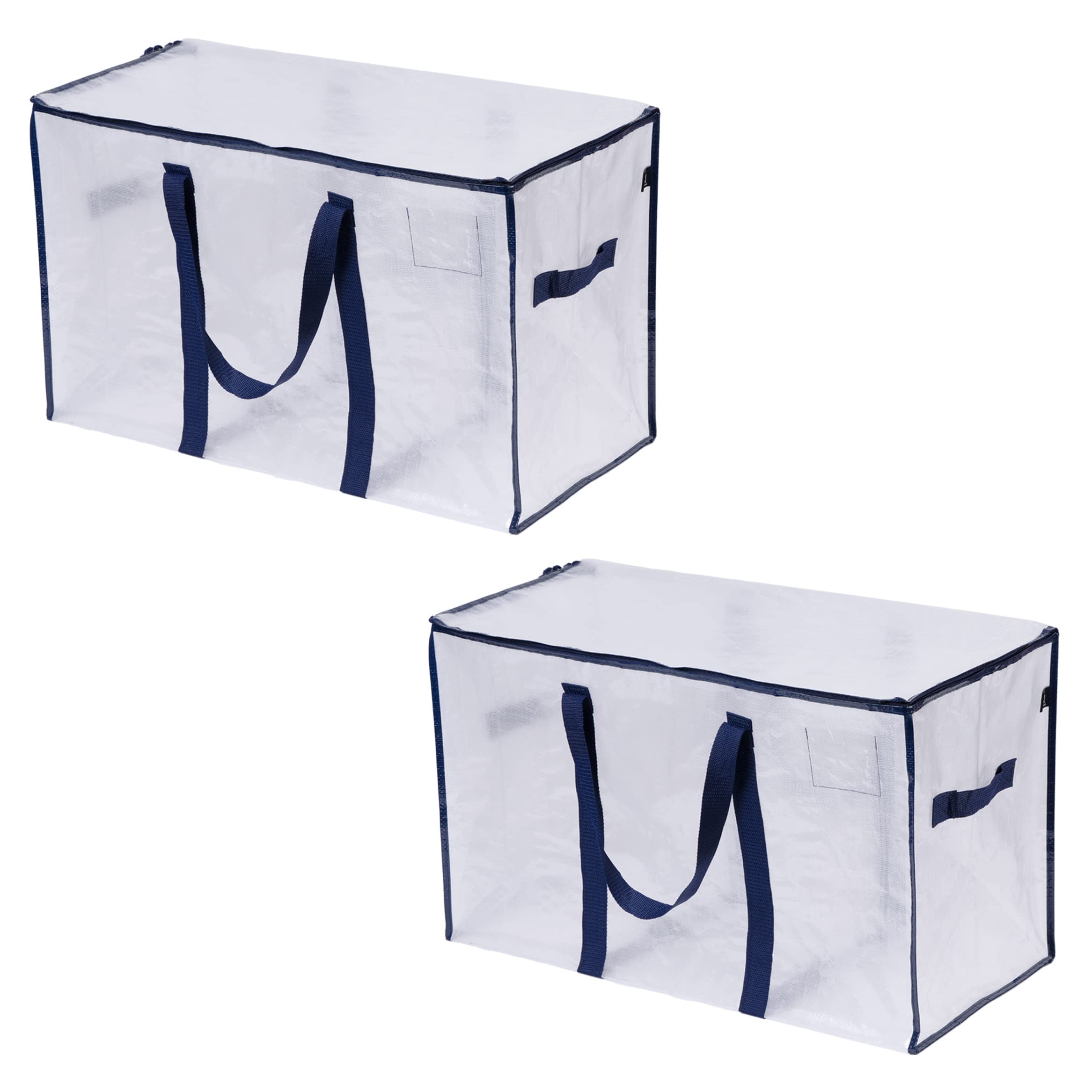VENO 2 Pack Extra Large Moving Storage Bags with Zips, Heavy-Duty Organizer Tote, Moving Box Alternative, Packing Supply, Clothes Storage Bin, Tag Pocket for Label, Water-Resistant (Clear, 2 Pack) — image 1