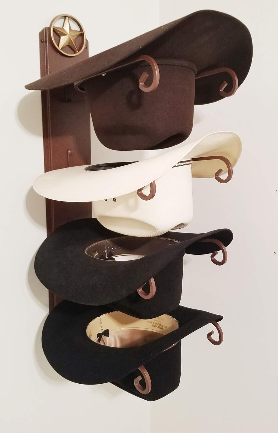 western hat racks on Home Kitchen Mark Christopher Collection American Made Cowboy Hat Holder Lone Star Rust With Gold Stars Clothing Closet Storage