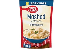 BETTY CROCKER Mashed Potatoes Butter and Herb Flavour, Made with Real Potatoes, 215 Grams Package of Mashed Potatoes
