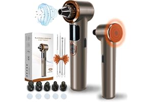 TLETTSTEINKLE Blackhead Remover Vacuum with Heating, Blackhead Extractor 3 Adjustable Suction Levels 9 Modes, Pore Vacuum Blackhead Suction Remover, Comedone Extractor Kit for Deep Pore Cleaning (Golden)