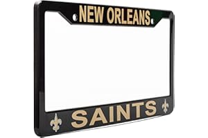 EliteAuto3K License Plate Frame Cover for New Orleans Saints Fans – Black – 12.25” x 6.25” - Ideal Gift for Sports Fans & Supporters – Slim Design