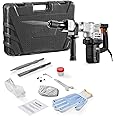 VEVOR Demolition Jack Hammer, 1400W Electric Jackhammer Heavy Duty, 2pcs Chisels Bits Chipping with Case, 2900 BPM Concrete Breaker, Gloves Black