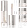 COSIDEA 14pcs Empty 6ml big doe foot wand Chunky lip gloss tubes for DIY lipgloss,Pink round lipgloss containers tubes with thick wand (Silver)