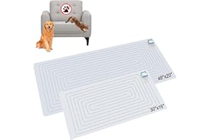 SEERWAY Scat Pet Shock Mat 2 Pieces in Different Size, Shock Pads for Dogs and Cats Training Indoor, Electric Repellent Mat Keeps Pets Off Couch, Sofa, Countertop, 3 Modes (48"x20" + 30"x16")