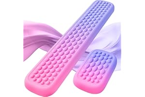 Lekvey Ergonomic Gaming Wrist Rest for Computer Keyboard & Mouse - Premium Silky Memory Foam Wrist Pad with Massage Points, Pain Relief & Comfort Wrist Support for Typing, PC, Game (Pink/Purple)