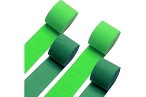 LAGYDSOVEF 4Rolls Crepe Paper Streamers for Wedding Decorations, Green Paper Streamers for Birthday Bachelorette Party Bridal Baby Shower, Anniversary Party Backdrop Decorations