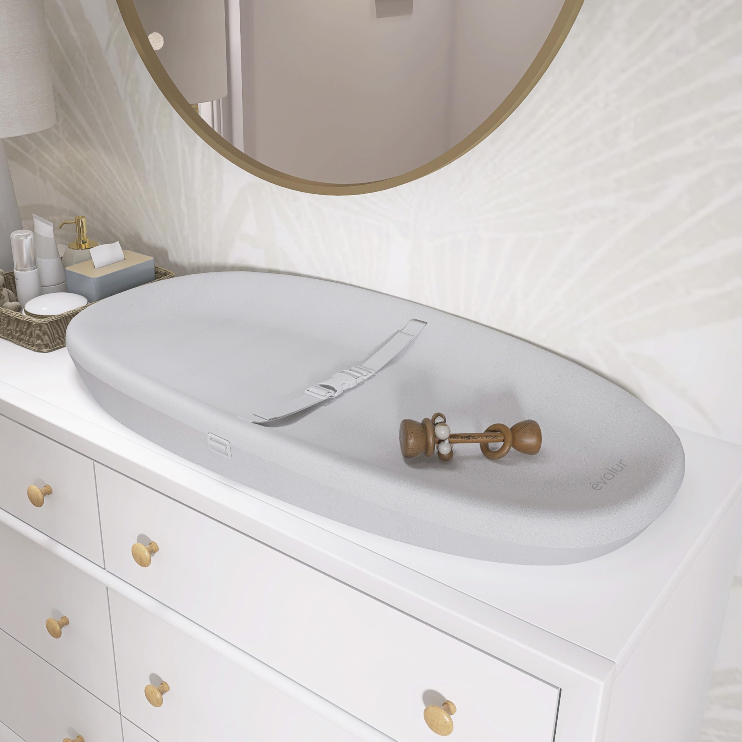 Evolur Eva Baby Changing Pad in Light Gray, Soft, Lightweight and Portable Changing Pad, Fits All Changing Table, Waterproof Firm Padding