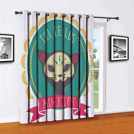 Toopeek - Cortina para puerta corredera de salón con diseño de calavera