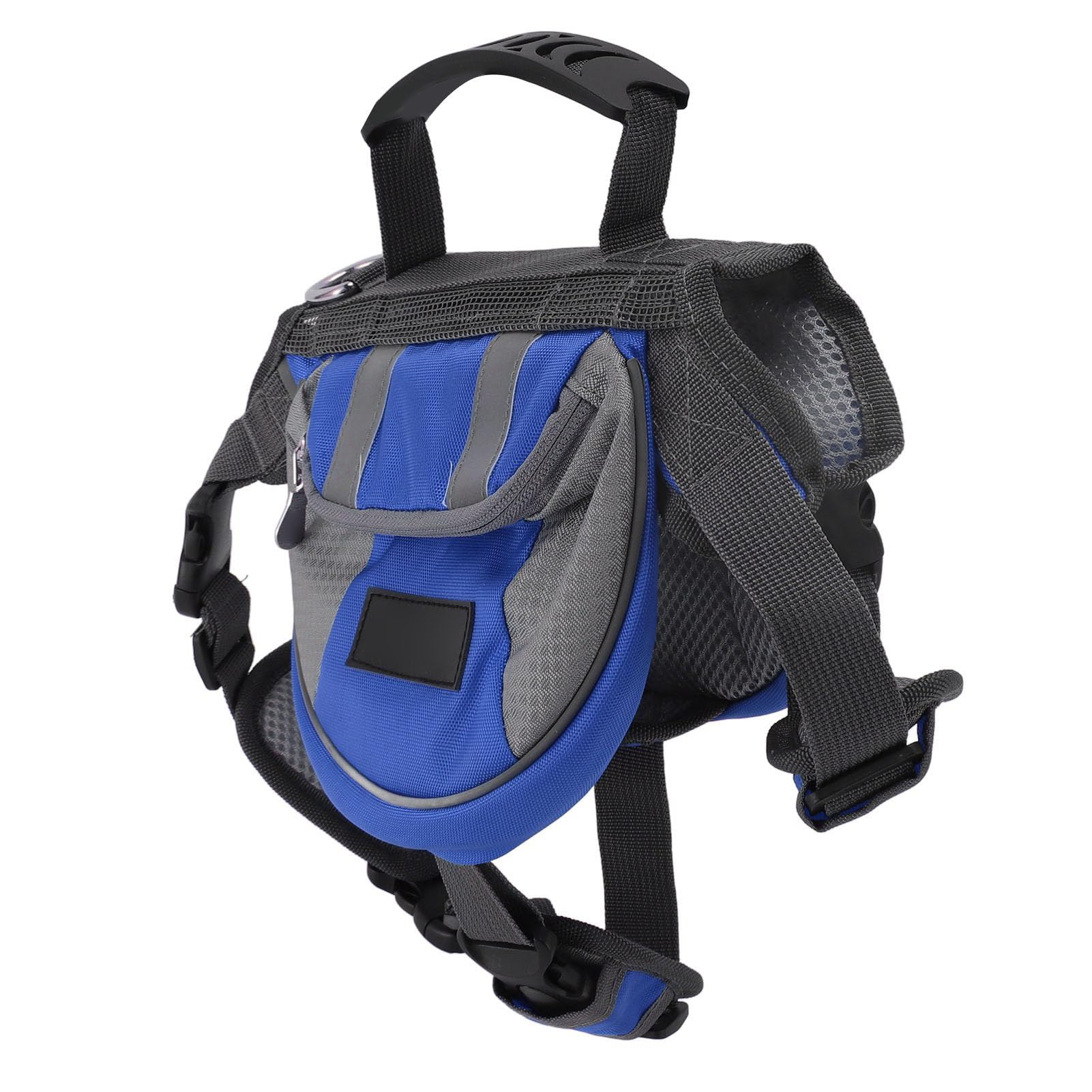 Dog Backpack for Medium & Large Dogs, Dog Pack Tactical Backpack Harness with Side Pockets with Reflective Stripe for Hiking Walking Training Running (Blue)