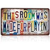 CHCdecor Vintage This Room Was Made for Playin' Wall Decor License Plate Metal Sign Tin Signs,12x6 inch Aluminum